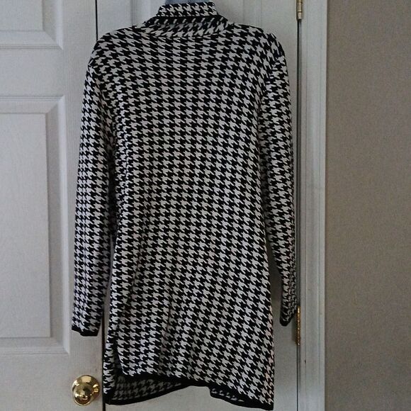 Lauren Michelle houndstooth single button closure cardigan with pockets Sz L - Picture 4 of 5